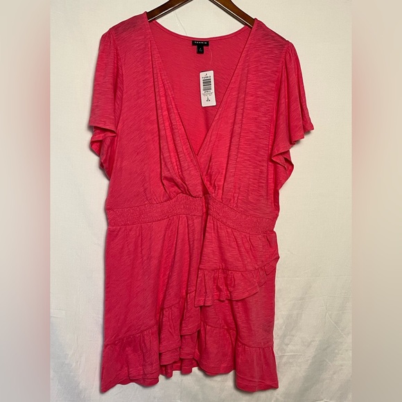 torrid Tops - NWT- Torrid Cotton Modal Slub Surplice Faux Wrap Top - Honeysuckle pink - Sz 2X